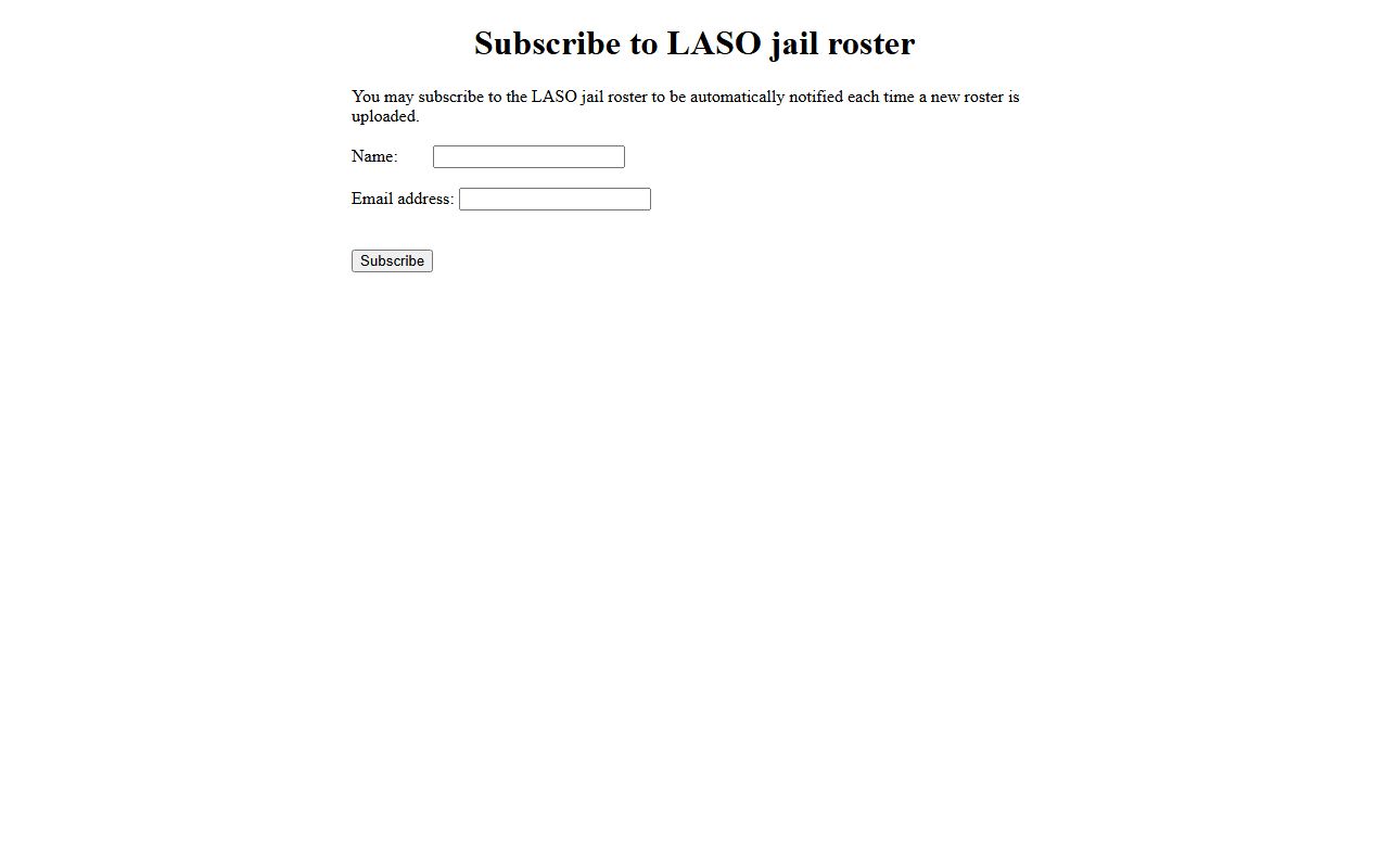 Las Animas County Detention Center roster subscription form for jail inmate notices